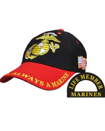 CAP-USMC,ONCE A MARINE BLACK-RED