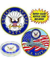 CHALLENGE COIN-USN LOGO (with Acrylic Case)