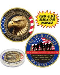 CHALLENGE COIN-VETERAN,THANK (with Acrylic Case)
