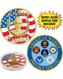 CHALLENGE COIN-WOMAN WARRIOR (with Acrylic Case)