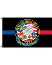 FLAG-AMERICAN HEROES Red & Blue Line