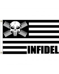 FLAG-INFEDEL SKULL & BULLETS  