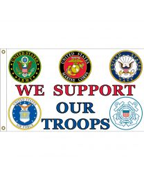 FLAG-SUPPORT OUR TROOPS Made In USA Nylon-Glow
