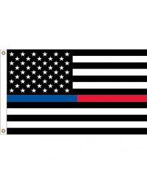 FLAG-POLICE & FIRE Blue/Red Line