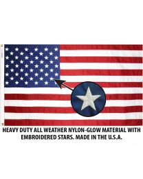 FLAG-USA Embroidered Stars Made In USA Nylon-Glow
