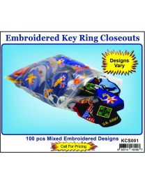 KEY RING-CLOSEOUT EMBROID (100PC MIX)