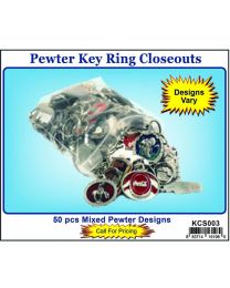 KEY RING-CLOSEOUT PEWTER (50PC MIX)