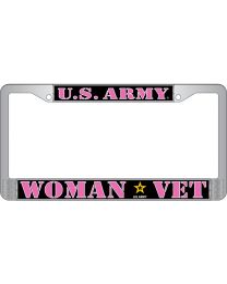 LIC.FRAME,ARMY,WOMAN VET (CHROME) AUTO