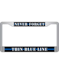 LIC.FRAME,POLICE BLUE LINE (CHROME) AUTO
