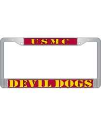 LIC.FRAME,USMC,DEVIL DOGS (CHROME) AUTO