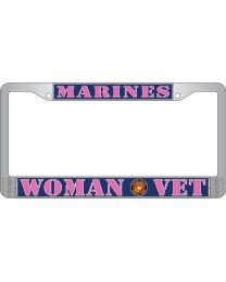 LIC.FRAME,USMC,Woman Vet (CHROME) AUTO