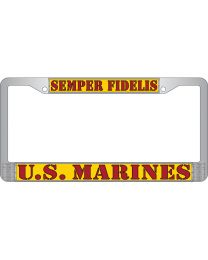 LIC.FRAME,USMC,SEMPER FI (CHROME) AUTO