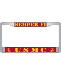LIC.FRAME,USMC,SEMPER FI (CHROME) AUTO