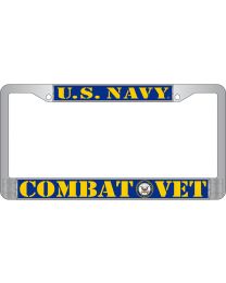LIC.FRAME,USN,COMBAT VET (CHROME) AUTO