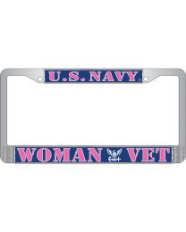 LIC.FRAME,USN,WOMAN VET (CHROME) AUTO