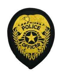 PATCH-POLICE SHIELD (GLD/BLK)