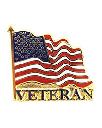 PIN-VETERAN FLAG,USA WAVY  