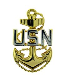 PIN-USN,CHIEF PET.OFF.BAS SLV/GLD