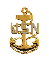 PIN-USN,CHIEF PET.OFF.BAS SLV/GLD