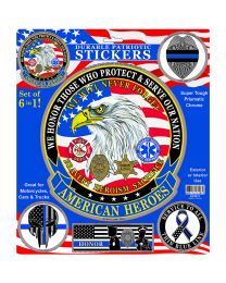 STICKER-AMERICAN HEROES Set Of 6 Auto-Badges